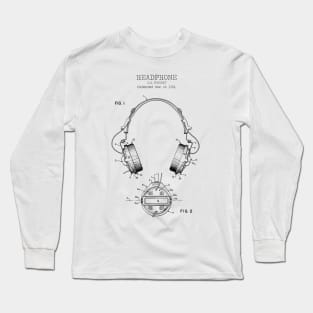 HEADPHONES patent Long Sleeve T-Shirt